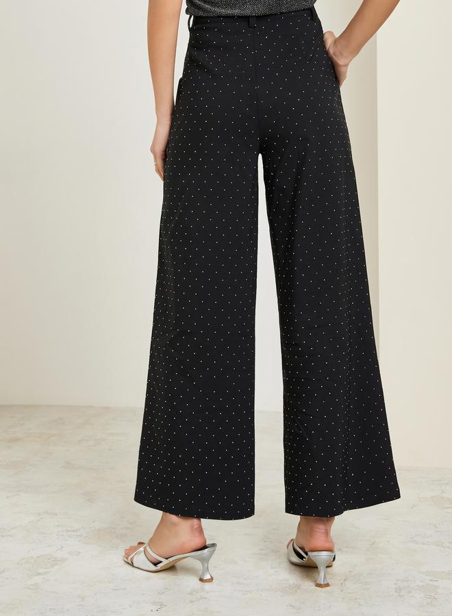 Styli Black Embellished Wide Leg Formal Pants - Image 3